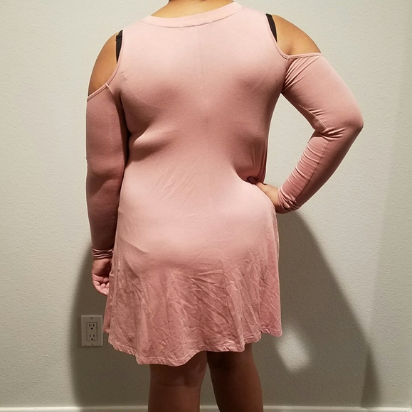 Forever 21 Dusty Rose Dress w/Cut Out Sleeves Sz L - Picture 3 of 6